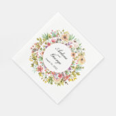 Serviette En Papier Mariage Fleurs de prairie aquarelle (Coin)