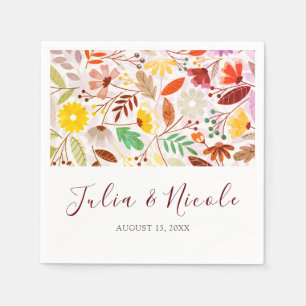 Serviette En Papier Mariage Fleurs de Tulipe d'Été Aquarelles Vibrante