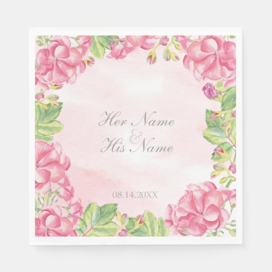 Serviette En Papier Mariage Fleurs d'été (Devant)
