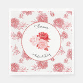 Serviette En Papier Mariage Fleurs Rouges Chic (Devant)