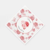 Serviette En Papier Mariage Fleurs Rouges Chic (Coin)