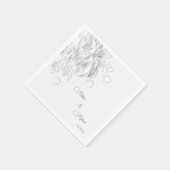 Serviette En Papier Mariage Fleurs Simples 3D Blanches (Coin)