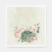 Serviette En Papier mariage fleurs vert sauge (Devant)