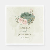 Serviette En Papier mariage fleurs vert sauge (Devant)