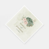 Serviette En Papier mariage fleurs vert sauge (Coin)