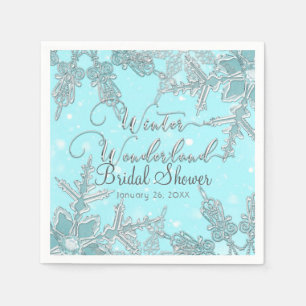 Serviette En Papier Mariage Flocons de Neige Pays des Merveilles Hiver