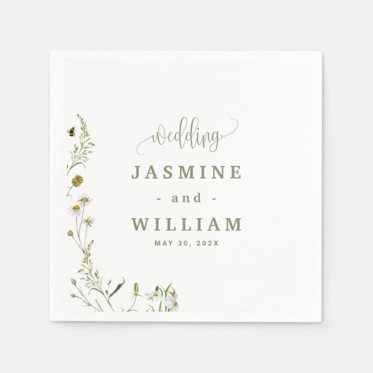 Serviette En Papier Mariage Floral (Devant)
