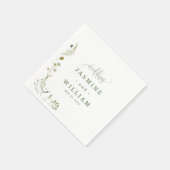 Serviette En Papier Mariage Floral (Coin)