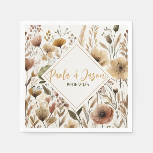 Serviette En Papier Mariage floral (Devant)