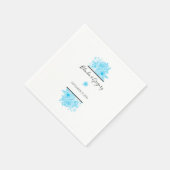 Serviette En Papier Mariage floral à aquarelle bleue (Coin)