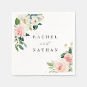 Serviette En Papier Mariage floral à fleurs blanches (Devant)