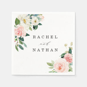 Serviette En Papier Mariage floral à fleurs blanches