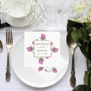 Serviette En Papier Mariage Floral Aquarelle Jungle Été