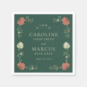 Serviette En Papier Mariage Floral Art Nouveau Vintage