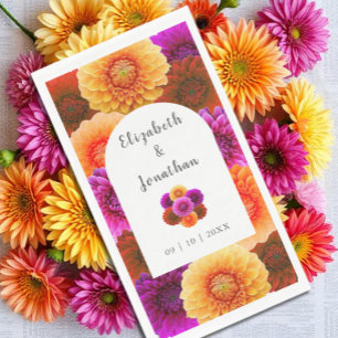 Serviette En Papier Mariage Floral Automnal Dahlia