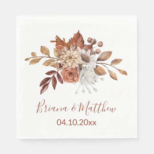 Serviette En Papier Mariage floral automne (Devant)