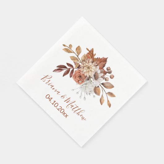 Serviette En Papier Mariage floral automne (Coin)