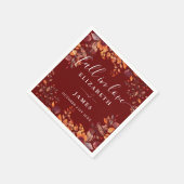 Serviette En Papier Mariage Floral Automne Amour Rustique (Coin)