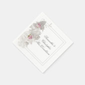 Serviette En Papier Mariage floral blanc (Coin)