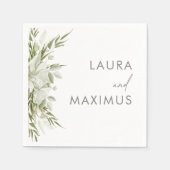 Serviette En Papier Mariage Floral Blanc (Devant)