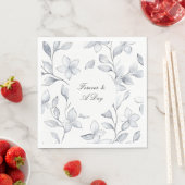 Serviette En Papier Mariage floral blanc argenté (En situation)