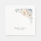 Serviette En Papier Mariage floral blanc bleu foncé (Devant)