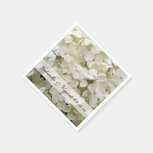 Serviette En Papier Mariage floral blanc Hydrangea (Coin)