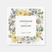 Serviette En Papier Mariage Floral blanc jaune (Devant)