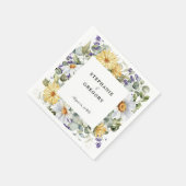 Serviette En Papier Mariage Floral blanc jaune (Coin)