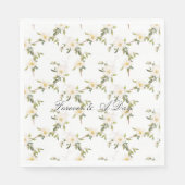 Serviette En Papier Mariage floral blanc romantique (Devant)