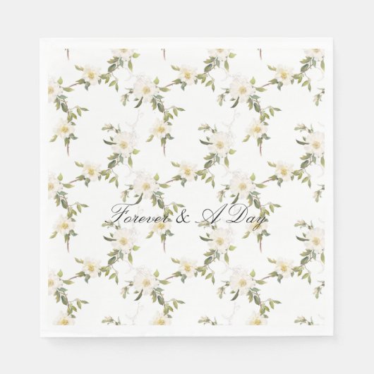 Serviette En Papier Mariage floral blanc romantique (Devant)