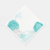 Serviette En Papier mariage floral blanc turquoise (Coin)