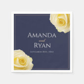 Serviette En Papier Mariage floral bleu bleu rose jaune de la marine m (Devant)