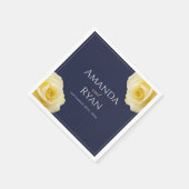 Serviette En Papier Mariage floral bleu bleu rose jaune de la marine m (Coin)