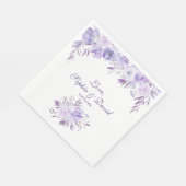 Serviette En Papier Mariage Floral bleu clair pourpre (Coin)