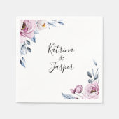 Serviette En Papier Mariage floral bleu Dusty Mauve (Devant)