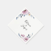 Serviette En Papier Mariage floral bleu Dusty Mauve (Coin)