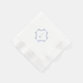 Serviette En Papier Mariage Floral bleu et blanc (Coin)