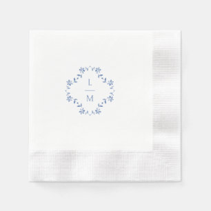 Serviette En Papier Mariage Floral bleu et blanc