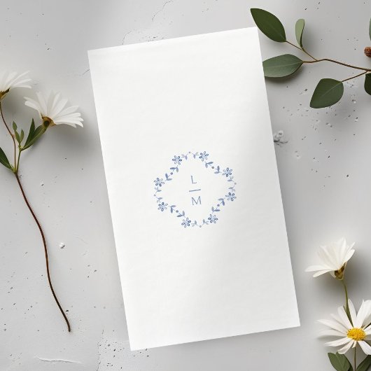 Serviette En Papier Mariage Floral bleu et blanc