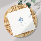 Serviette En Papier Mariage Floral bleu et blanc