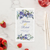 Serviette En Papier Mariage floral bleu et jaune (En situation)