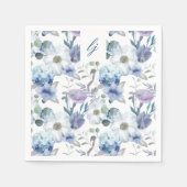 Serviette En Papier Mariage Floral bleu et lavande (Devant)