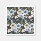 Serviette En Papier Mariage floral bleu foncé (Devant)