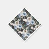 Serviette En Papier Mariage floral bleu foncé (Coin)