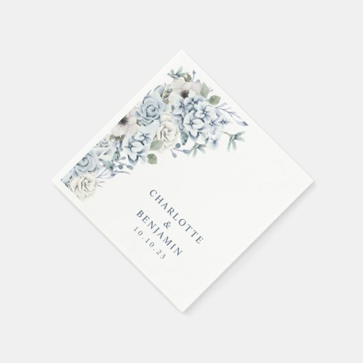 Serviette En Papier Mariage floral bleu Napkin (Coin)