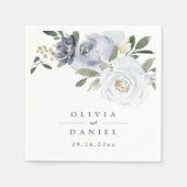 Serviette En Papier Mariage floral bleu pâle fleuri botanique (Devant)