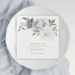 Serviette En Papier Mariage floral bleu pâle fleuri botanique<br><div class="desc">Aquarelle romantique fleurie botanique et verdure en jaune doux,  bleu poussiéreux,  et gris,  de grandes serviettes en papier de fête pour mariage botanique moderne,  fête de fiançailles,  douche de couple,  et d'autres événements Voir toutes les pièces correspondantes dans la collection ci-dessous.</div>