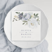 Serviette En Papier Mariage floral bleu pâle fleuri botanique