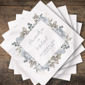 Serviette En Papier Mariage floral bleu personnalisé